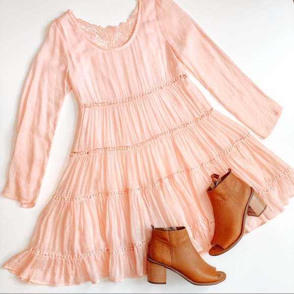 Altar'd State Dresses & Skirts - Altar’d State Boho Pink Ruffle Dress Size Small